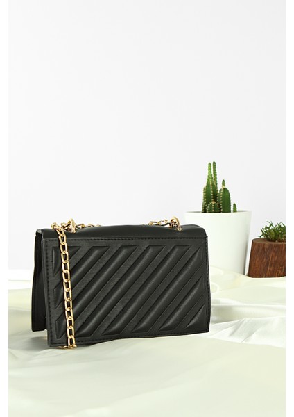 Siyah Kadın Askılı Tasarım Omuz Çantası PS2056