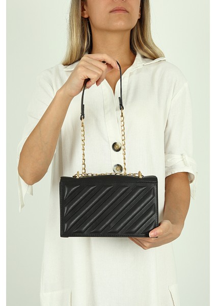 Siyah Kadın Askılı Tasarım Omuz Çantası PS2056 fiyatları