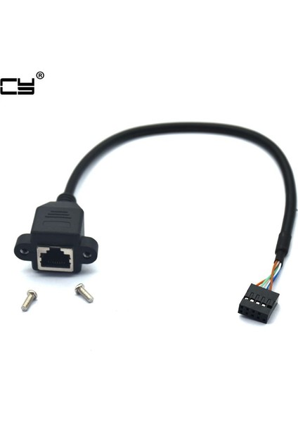 USB 2.0 9pin Terminali 2.54 RJ45 Dişi Ethernet Lan Ağ Uzatma Kablo Kordonu Pc Dizüstü Bilgisayar Için Panel Montaj Delikli 30CM (Yurt Dışından) modelleri