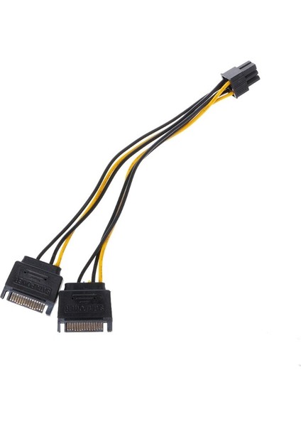 Video Kartı Için Çift 15-Pin Sata Güç - 6-Pin Pcı-E Pcı Express Adaptör Kablosu Tel (Yurt Dışından)