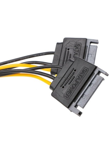 Video Kartı Için Çift 15-Pin Sata Güç - 6-Pin Pcı-E Pcı Express Adaptör Kablosu Tel (Yurt Dışından)
