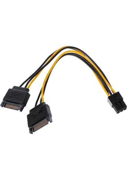 Video Kartı Için Çift 15-Pin Sata Güç - 6-Pin Pcı-E Pcı Express Adaptör Kablosu Tel (Yurt Dışından)