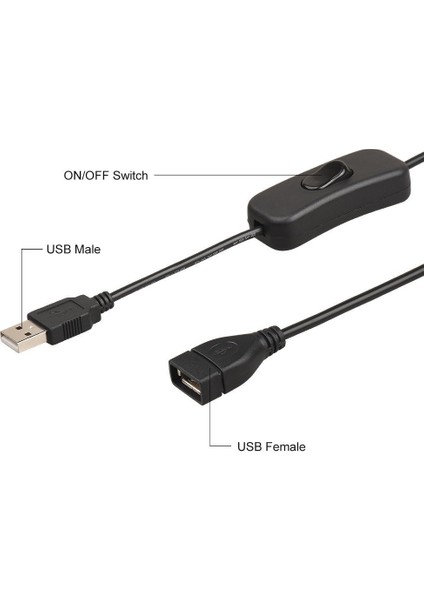 USB A Erkek - Dişi Uzatma Kablosu, Açma/kapama LED Lamba Güç Hattı Kolay Başlatma/yeniden Başlatma 28 cm (Yurt Dışından)