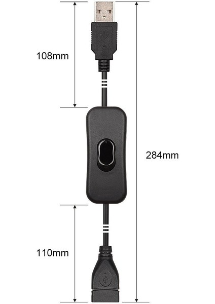 USB A Erkek - Dişi Uzatma Kablosu, Açma/kapama LED Lamba Güç Hattı Kolay Başlatma/yeniden Başlatma 28 cm (Yurt Dışından)
