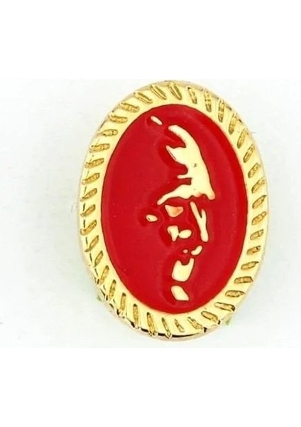 Kırmızı Atatürk Silüeti Altın Metal Rozet 10 Kasım 29 Ekim Öğretmenler Günü Hediye