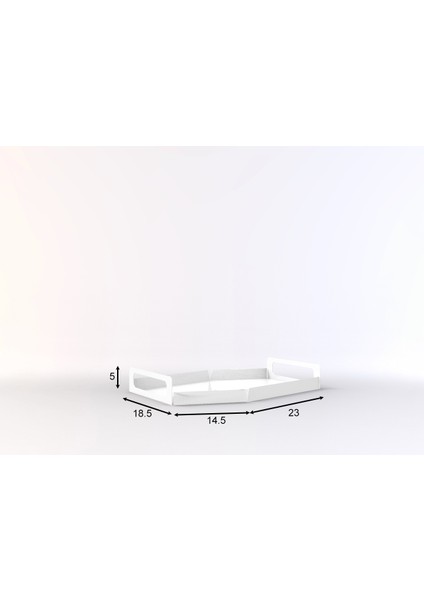 Beyaz Metal Çay & Kahve Tepsisi - Dekoratif Sunum Tepsisi - Moderna Large