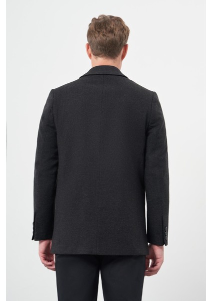 Siyah Kaşe Bebe Yaka Düz Yırtmaçsız Sırt Kapitoneli Astar Comfort Fit Classic Kaban 1008245153 indirimleri