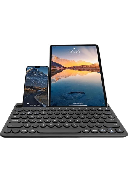 78 Yuvarlak Tuşlu Ingilizce Bluetooth Tablet Telefon Klavyesi Şarjlı Mini Boy 29X16CM