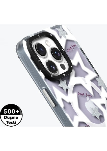 Apple iPhone 15 Pro Kılıf Magsafe Şarj Özellikli Airbagli Çift Katmanlı Youngkit Star&butterfly Serisi Mor