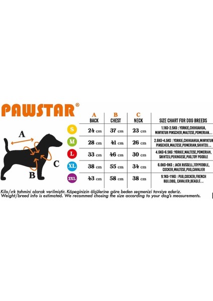 PawStar StellaOs Yağmurluk Küçük ve Orta Irk