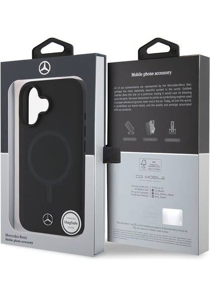 Apple iPhone 16 Plus Uyumlu Kılıf Mercedes-Benz Magsafe Şarj Özellikli Yumuşak Deri Orjinal Lisanslı Siyah indirimleri