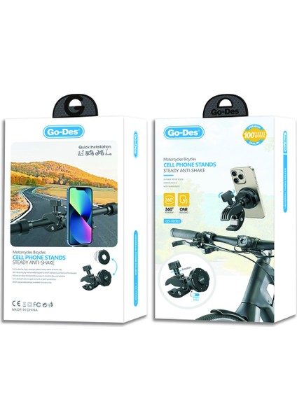 Go Des GD-HD903 Magnetik Magsafe Sarsıntı Önleyici Motosiklet ve Bisiklet Telefon Tutucu Siyah