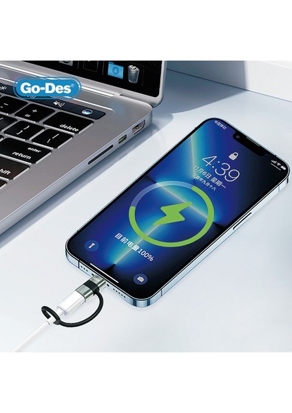 GD-CT068 Lightning To Type-C Data ve Hızlı Şarj Adaptörü Siyah