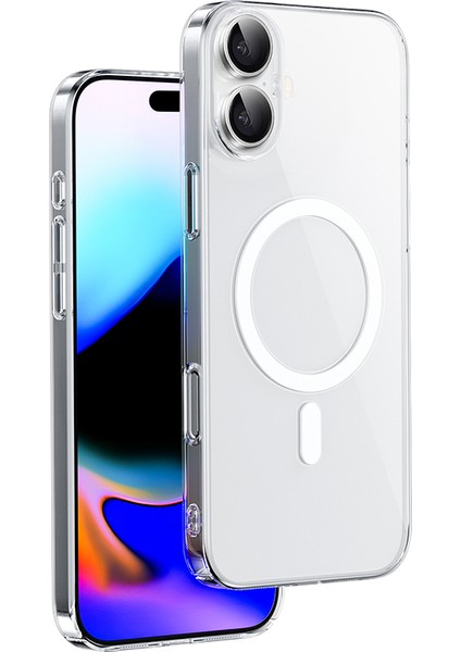 Apple iPhone 16 Plus Uyumlu Kılıf Magsafe Şarj Özellikli Wiwu YXK-207 Invisible Pro Sert Pc Kapak Şeffaf