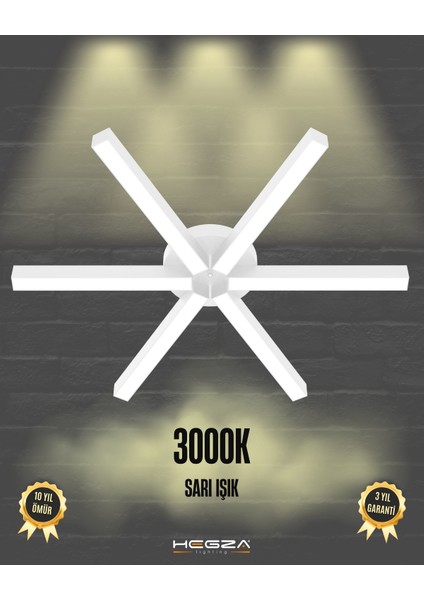 Borde (Beyaz Kasa, Sarı Işık) Ledli Modern Plafonyer LED Avize Salon Mutfak Oturma Odası Antre Hol Çocuk Odası LED