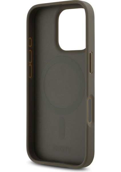 Apple iPhone 16 Pro Kılıf Dkny Orjinal Lisanslı Magsafe Şarj Özellikli 3D Yazılı Repeat Pattern Kahverengi fırsatları