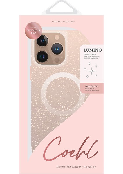 Apple iPhone 16 Pro Max Kılıf Magsafe Şarj Özellikli Simli Arka Yüzey Askı Ipli Coehl Lumino Rose Gold indirimleri