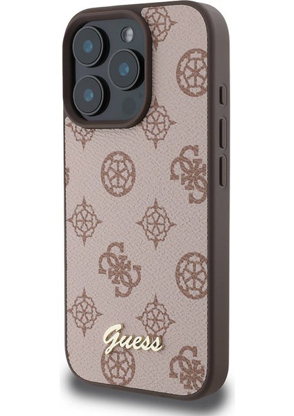 Apple iPhone 16 Pro Max Kılıf Guess Orjinal Lisanslı Magsafe Şarj Özellikli Yazı Logolu Peony Kahverengi fiyatları