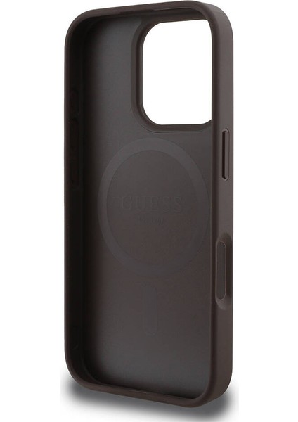 Apple iPhone 16 Pro Max Kılıf Guess Orjinal Lisanslı Magsafe Şarj Özellikli Yazı Logolu Peony Kahverengi fırsatları