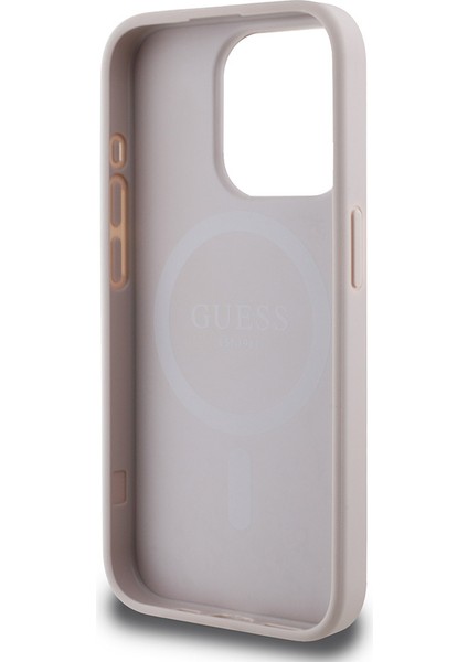 Apple iPhone 15 Pro Uyumlu Kılıf Guess Orjinal Lisanslı Magsafe Şarj Özellikli Small 4g Classic Pembe