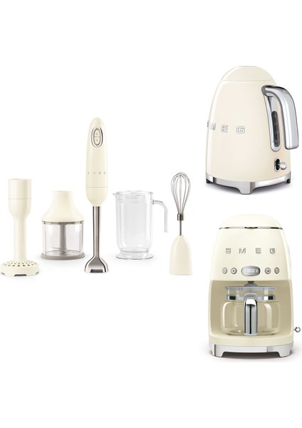 Krem Kettle-Filtre Kahve Makinesi ve El Blender Seti