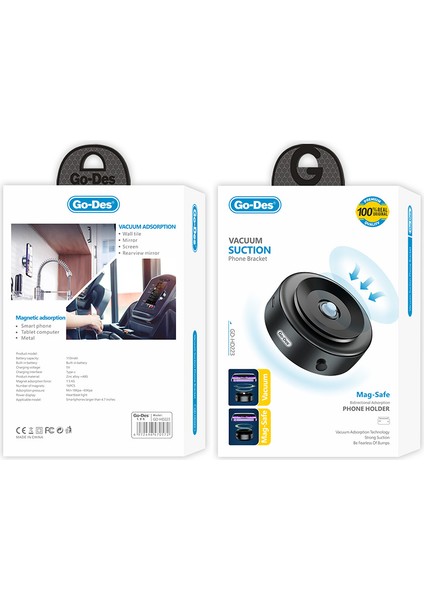 GD-HD223 110MAH 5V Type-C Portlu Elektirikli Vakum Özellikli Telefon Tutucu Siyah