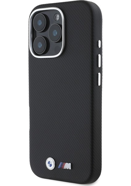 Apple iPhone 16 Pro Kılıf Bmw Orjinal Lisanslı Tam Sarılmış Kevlar Tasarımlı Metal Logo Suni Deri Siyah fiyatları