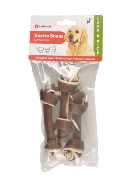 Duetto Kuzu ve Pirinçli Köpek Kemik Ödülü Medium 3 Adet