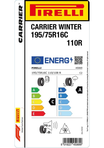 195/75 R16C 110R Carrier Winter Oto Kış Lastiği (Üretim Yılı : 2024)