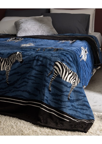 Zerbesse Çift Kişilik Welsoft Polar Baskılı Battaniye - Lacivert fiyatları