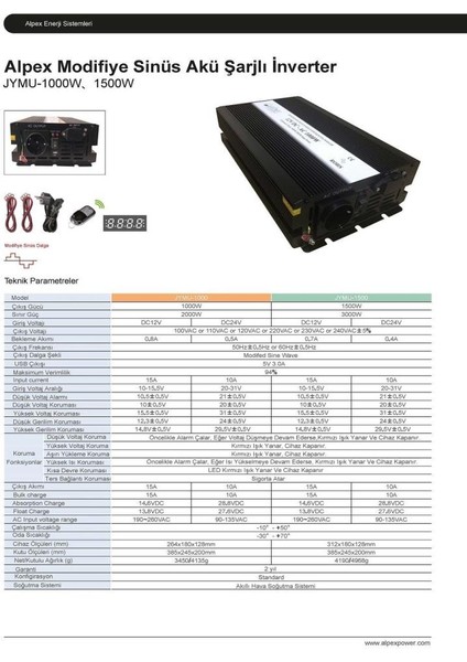 Alpex 1500 Watt 12 Volt Ups (Şebeke Şarjlı) Modifiye Sin. Inverter