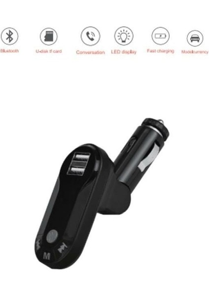 G8 Pd Şarj Özellikli Dijital Göstergeli Bluetooth Fm Transmitter Siyah