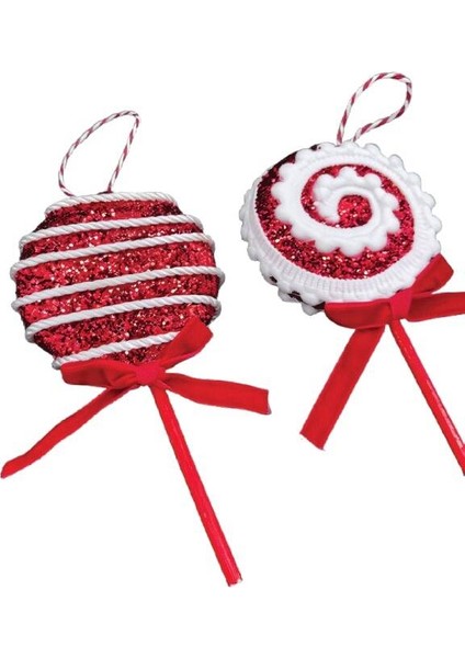 Yılbaşı Ağaç Süsü Kırmızı Sosyete Şekeri 15 cm 2 Li