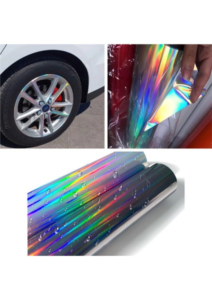 Hologram Gökkuşağı Rainbow Araç Motosiklet Jant Kaplama Folyosu 50CM x 2 Metre