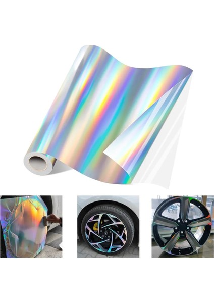 Hologram Gökkuşağı Rainbow Araç Motosiklet Jant Kaplama Folyosu 50CM x 2 Metre