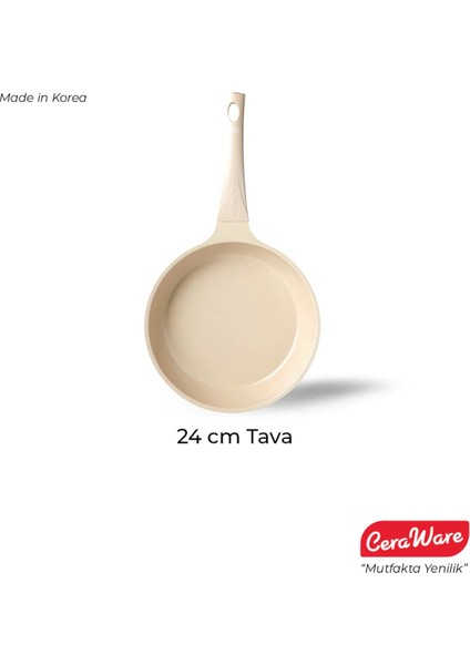 Vetta Seramik Kaplama Yapışmaz 24 cm Tava Bej