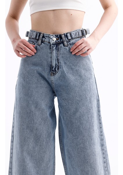 Pass&pass 2430 Kadın Yandan Tokalı Baggy Jeans Kot Denim Pantolon fiyatları