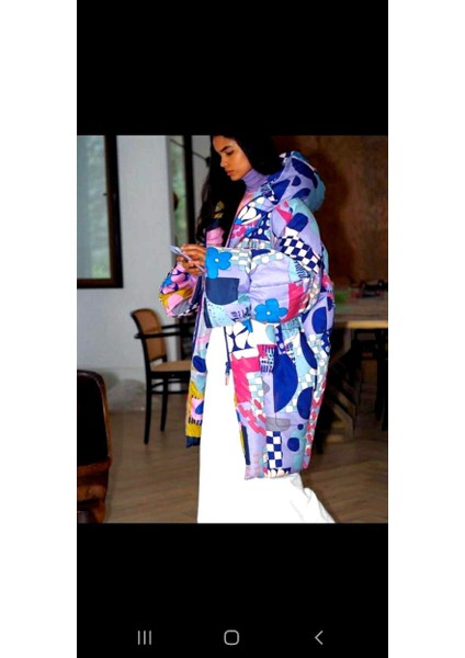 Oversize Multi Color Şişme Mont