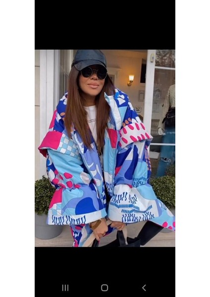 Oversize Multi Color Şişme Mont
