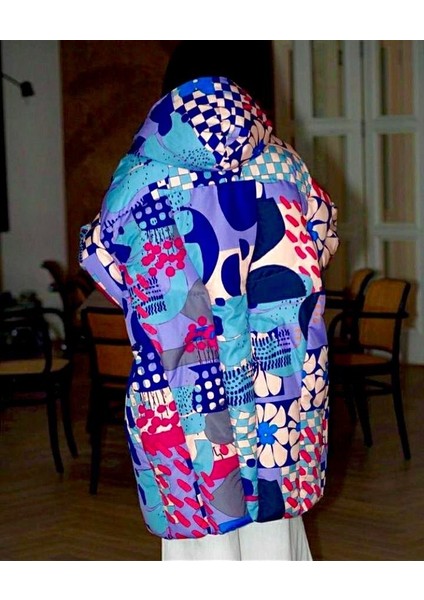 Oversize Multi Color Şişme Mont