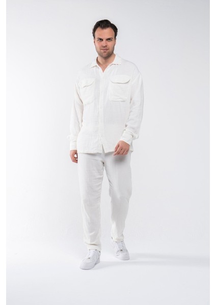 Erkek Oversize Keten Alt Üst Takım