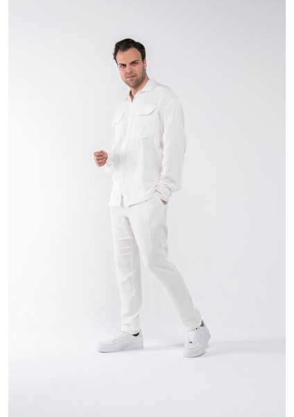 Erkek Oversize Keten Alt Üst Takım modelleri