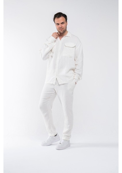 Erkek Oversize Keten Alt Üst Takım fırsatları