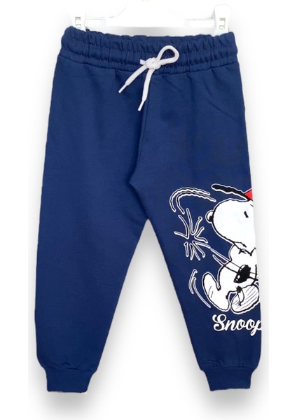 Erkek Çocuk Lacivert Renkli Snoopy Baskılı Uzun Kollu Şardonlu Sweatshirt / Eşofman Takımı fırsatları