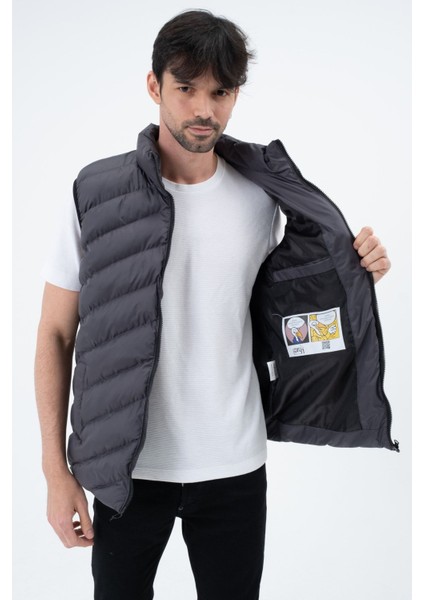Erkek Antrasit Şişme Yelek Su Geçirmez Waterproof Çapraz Kesim Mevsimlik fırsatları