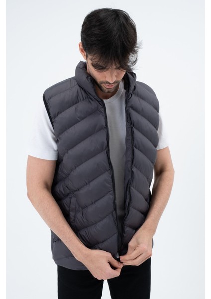 Erkek Antrasit Şişme Yelek Su Geçirmez Waterproof Çapraz Kesim Mevsimlik indirimleri