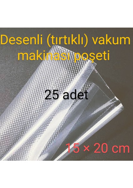 Desenli(Tırtıklı)Ev Tipi Vakum Makinası Torbası 15*20CM-25 Adet