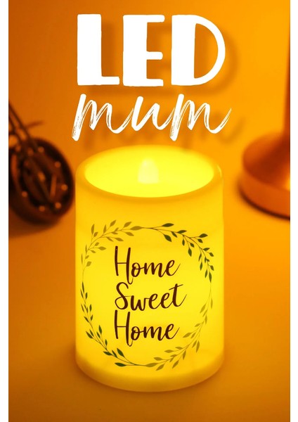 LED Mum 3lü Çelenk Bardak Tipi Pilli Dumansız Alevli Dekoratif Yapay Mum 10 cm