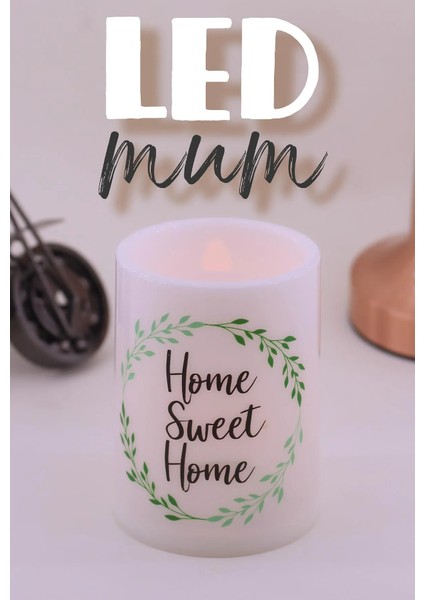 LED Mum 3lü Çelenk Bardak Tipi Pilli Dumansız Alevli Dekoratif Yapay Mum 10 cm