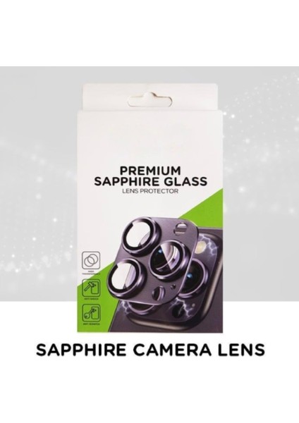 iPhone 15 Pro ve iPhone 15 Pro Max Uyumlu Premium Safir Cam Kamera Lens ve Çerçeve Yüzey Koruyucu